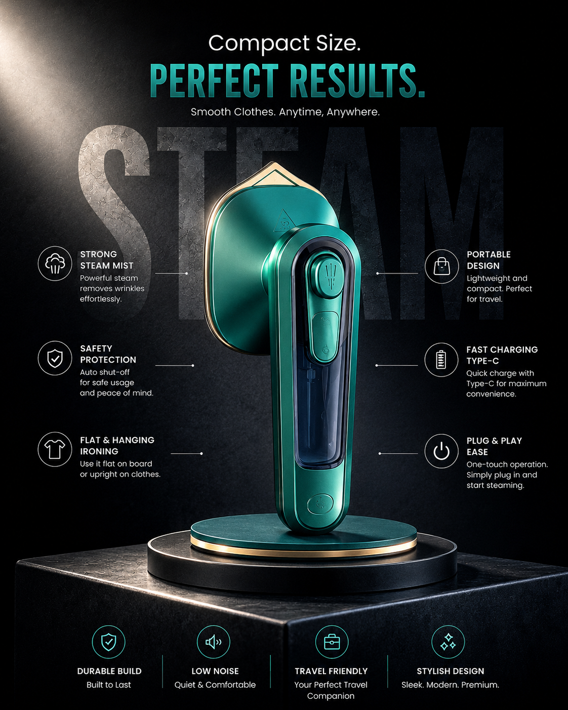 Professional 2-in-1 Micro Steam Iron – Dry & Wet Garment Steamer